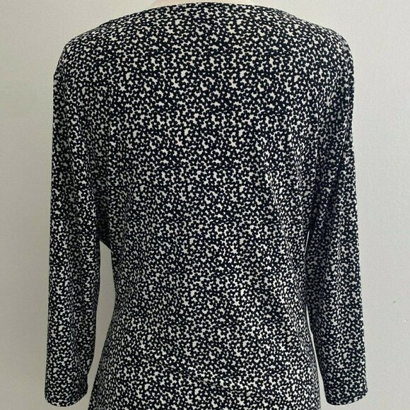 Ann Taylor Black and White ditzy floral Surplice Long Sleeve Blouse Sz XS - Picture 6 of 8